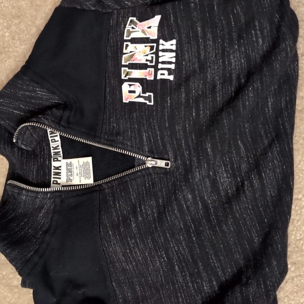 PINK half zip Heather black sweatshirt